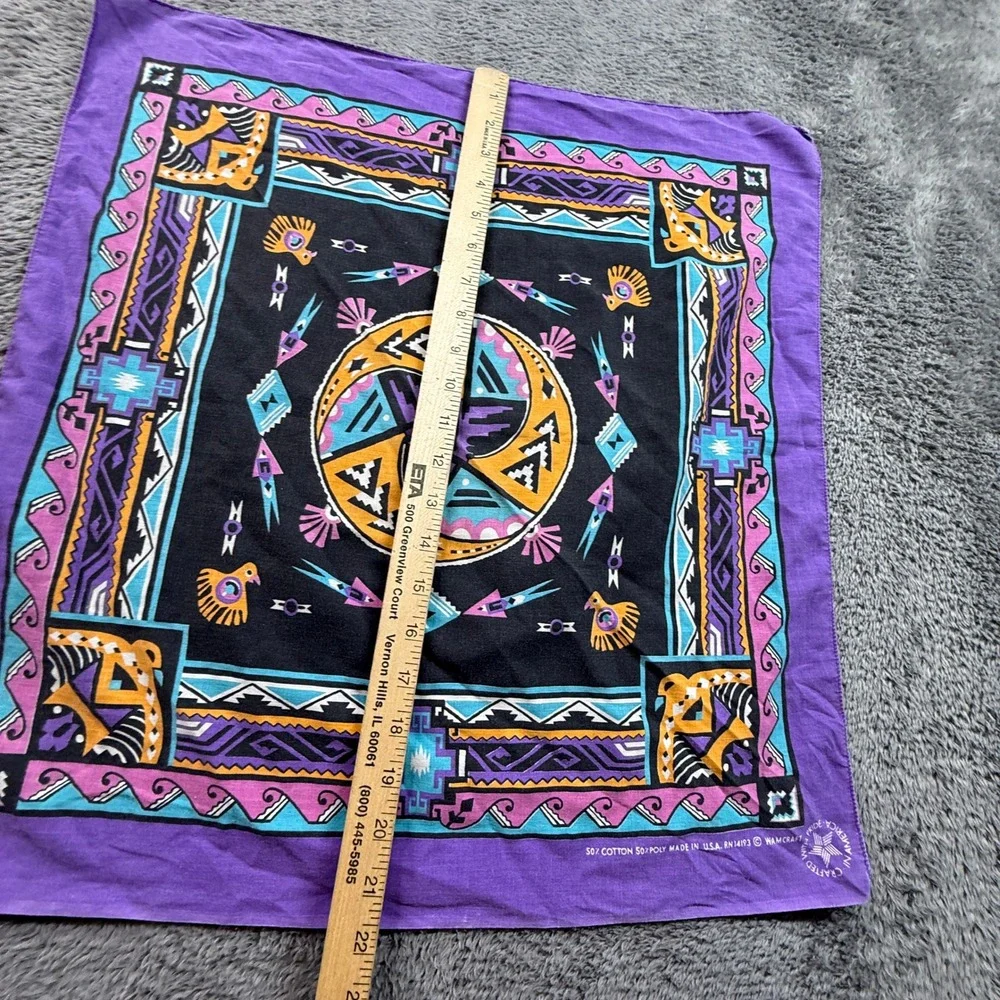 Wamcraft Bandana Unisex OS Purple Vintage Southwestern Tribal Print USA
